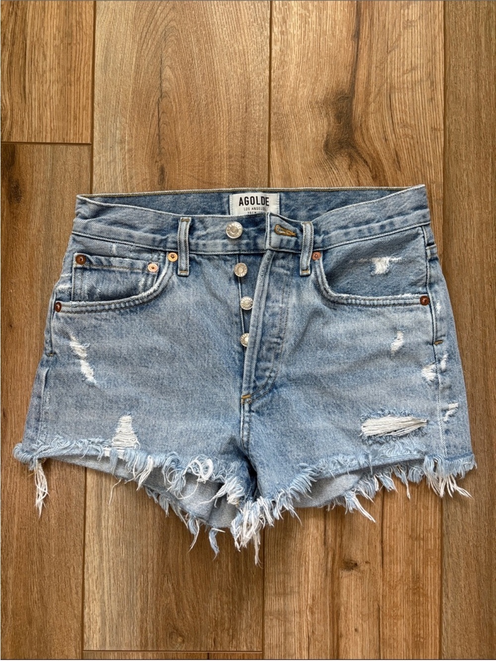 AGOLDE Parker Denim Shorts in Skywave